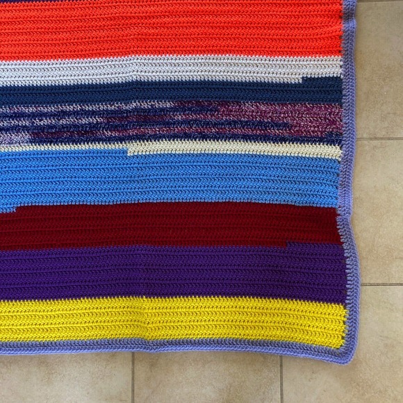 Bright Colors Knit Crochet Afghan Blanket Sofa Lap Throw 44x62 Soft Maximalist - Picture 5 of 7